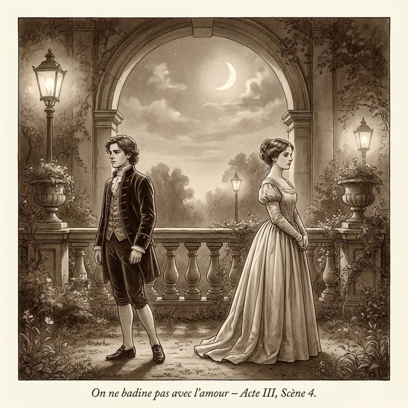 Illustration pour la fiche Bac sur On ne badine pas avec l'amour de Musset